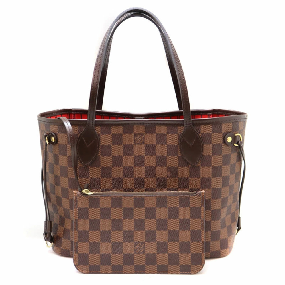 LOUIS VUITTON Neverfull Tote Bag Damier Canvas Ebene Brown LV - Picture 1 of 6